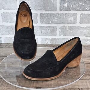 Sofft‎ Cassia Suede Leather Loafers Block Heel Comfortable Slip On Shoes Size 8M